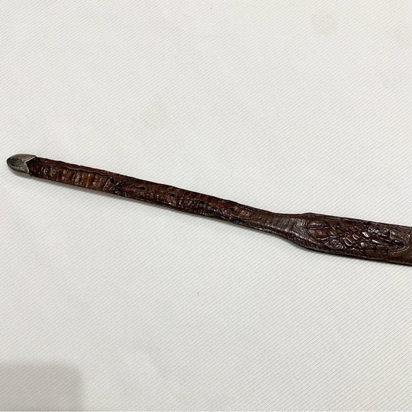 Lucchese Vintage Genuine Crocodile Inlay Dark Brown Western Cowboy Leather Belt - Picture 4 of 10